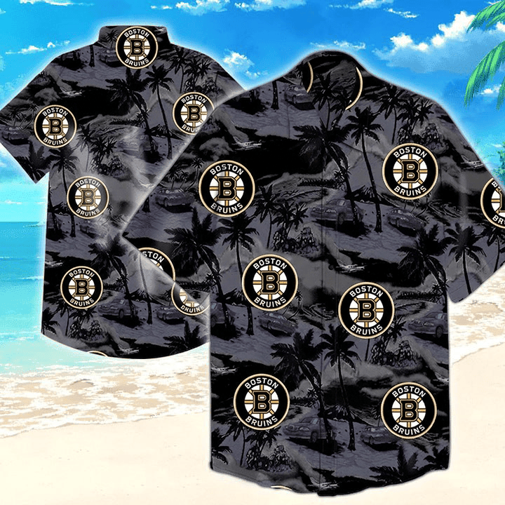 Boston Bruins Logo Hawaiian Shirt NHL Merch Game Day Outfit for Bruins Fans