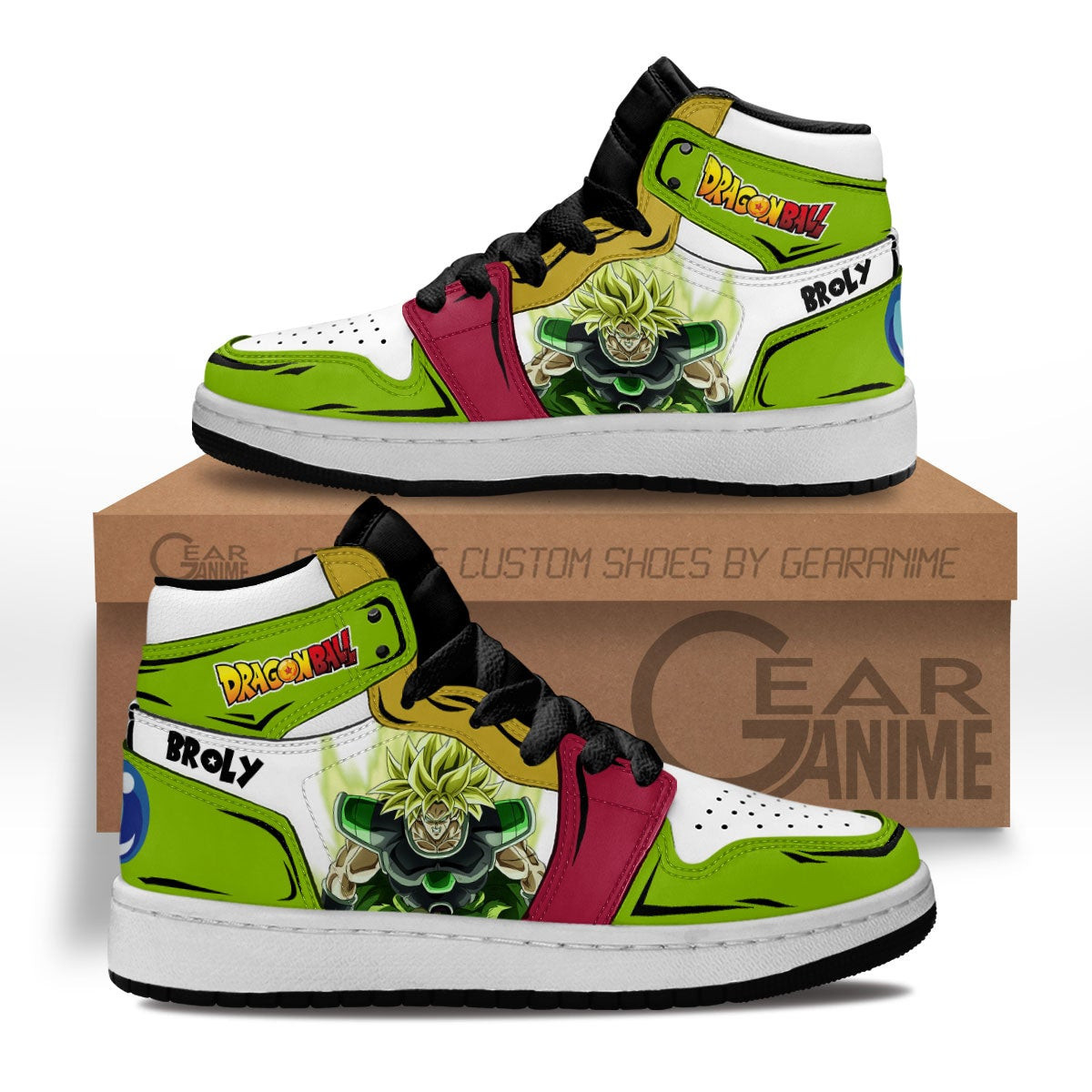 Broly Custom Anime Kids High-Top Leather Sneakers