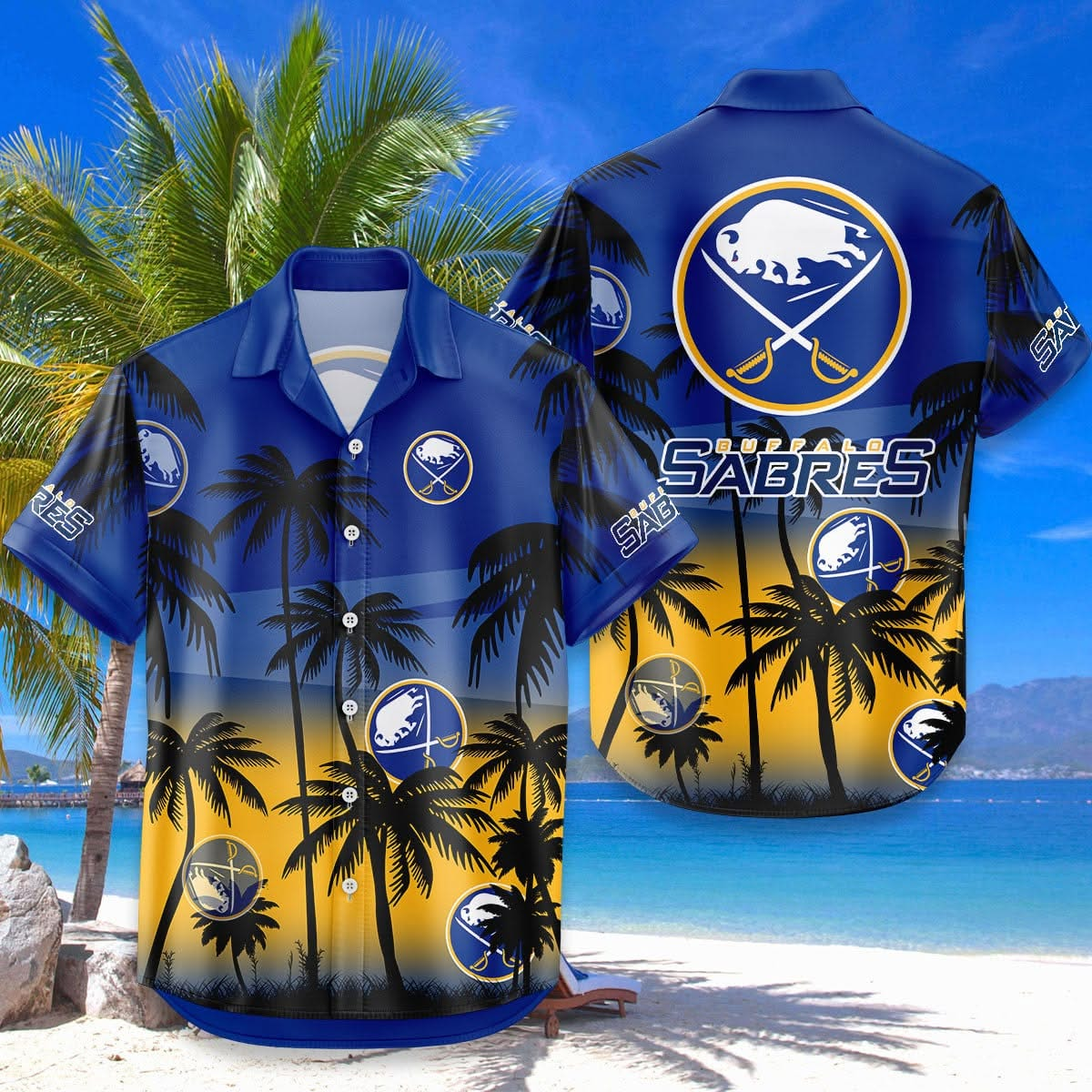 Buffalo Sabres Hawaiian Shirt Mens NHL Gear Gift for Ice Hockey Fans