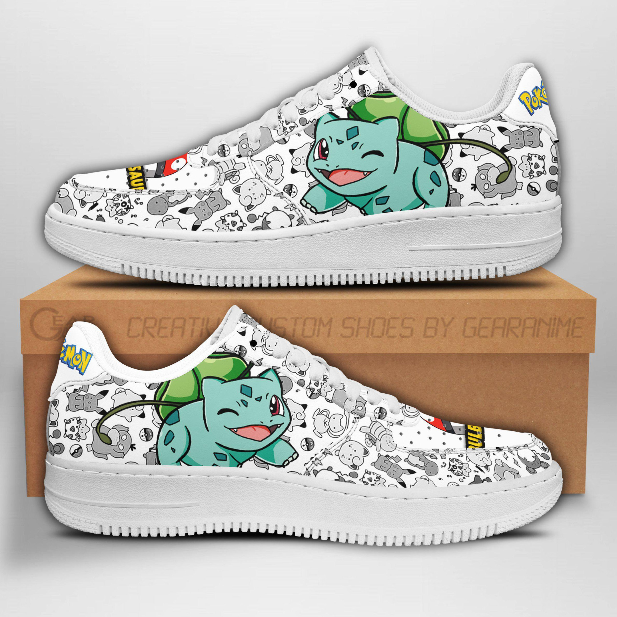 Bulbasaur Custom Anime Low-Top Leather Sneakers