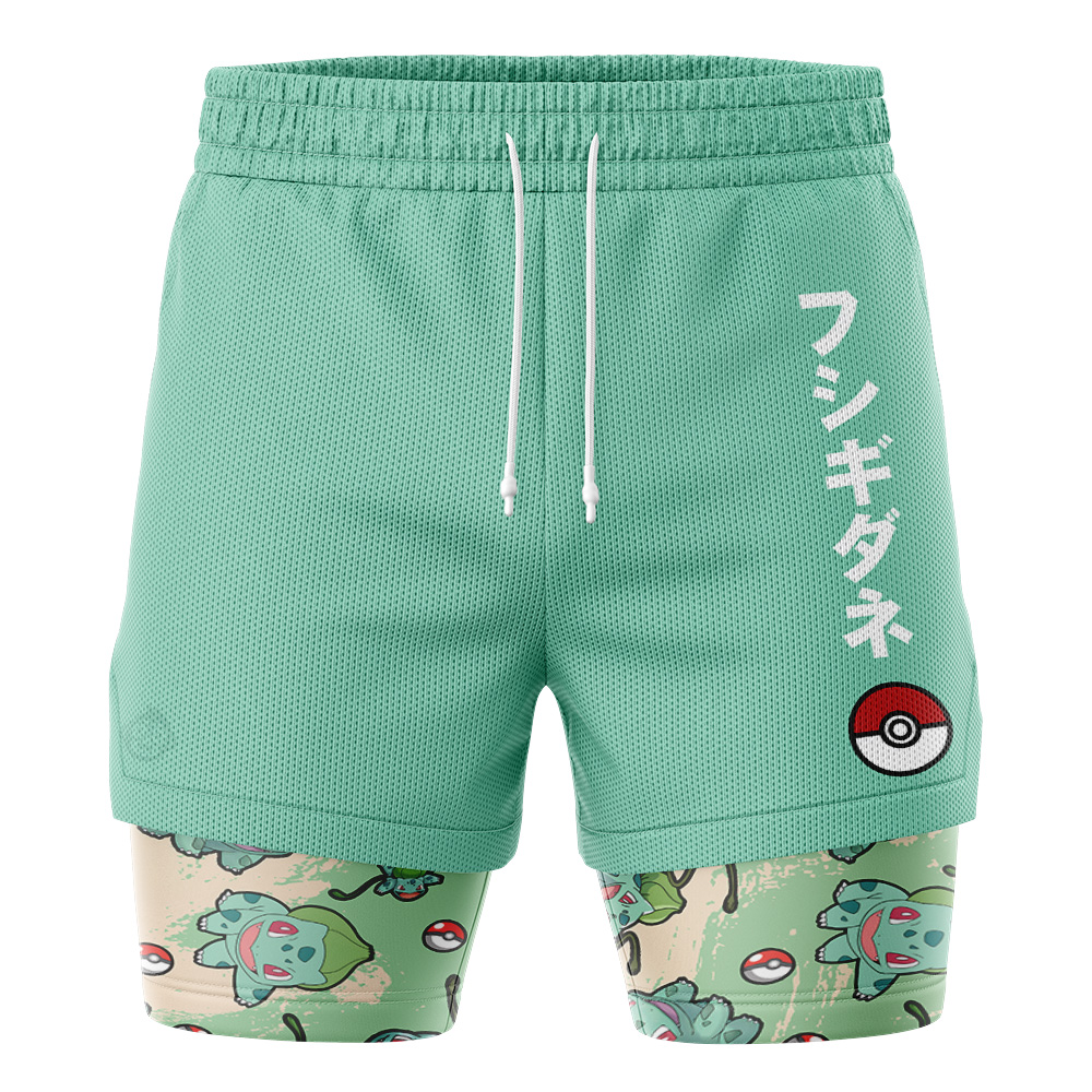 Bulbasaur Pattern Pokemon 2-in-1 Performance Shorts