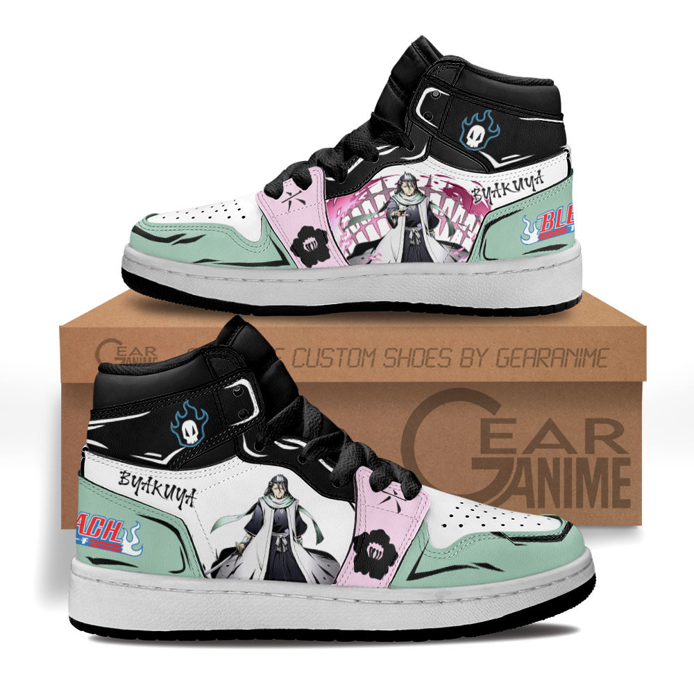 Byakuya Kuchiki Custom Anime Kids High-Top Leather Sneakers