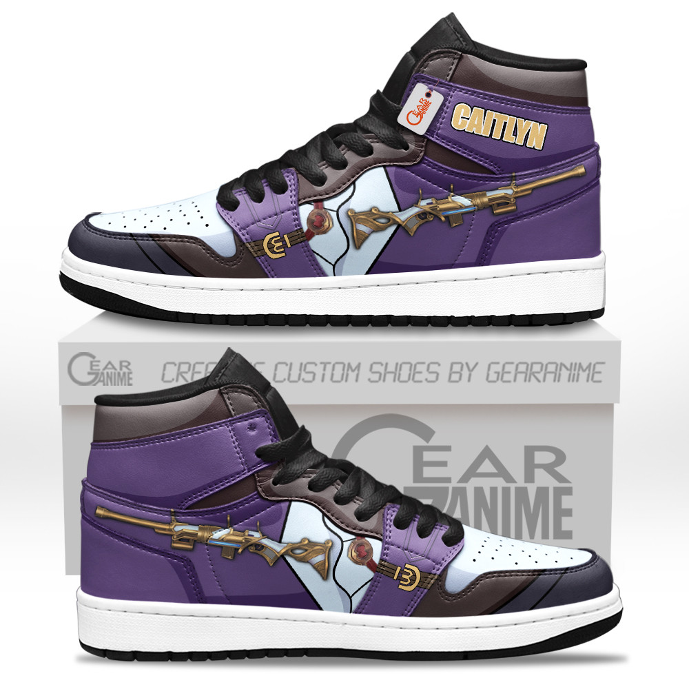 Caitlyn Custom Gaming High-Top Leather Sneakers Game LoL Esport Custom Name