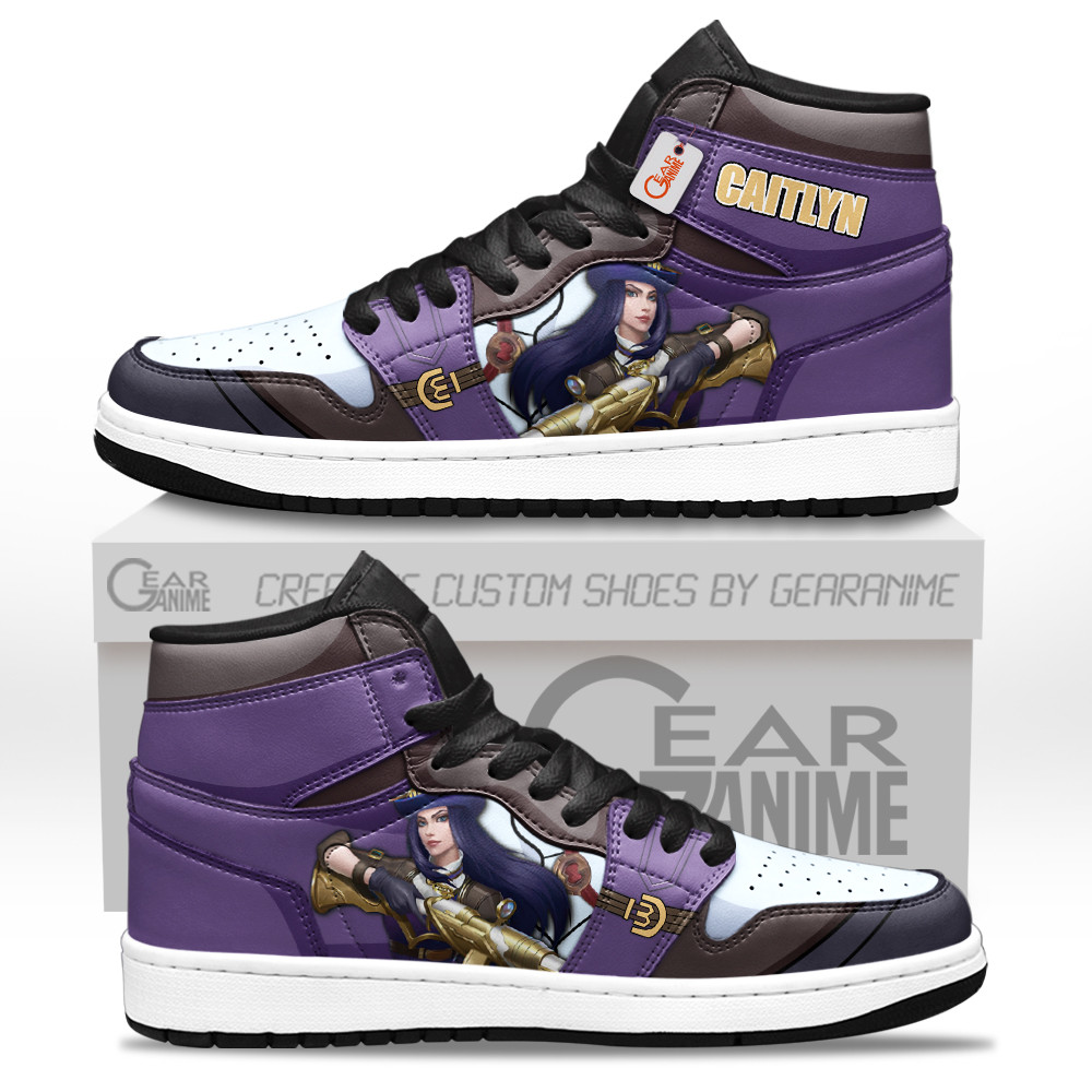 Caitlyn Custom Gaming High-Top Leather Sneakers Game LoL Esport Custom Name