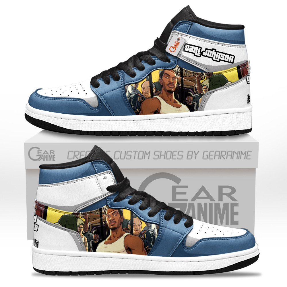 Carl Johnson Custom Gaming High-Top Leather Sneakers GTA Game Collection Personalized