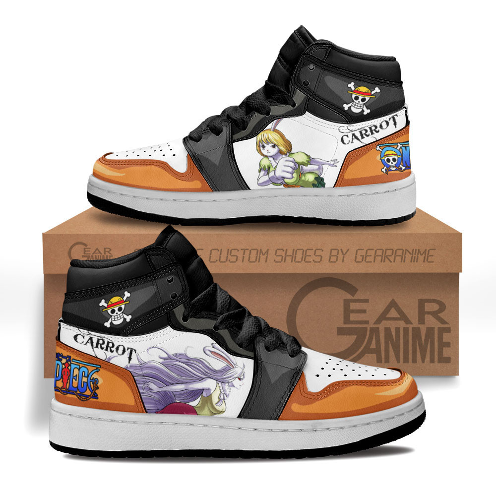 Carrot Custom Anime Kids High-Top Leather Sneakers