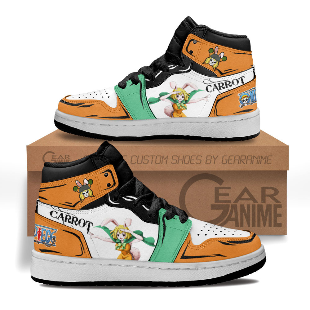 Carrot Custom Anime Kids High-Top Leather Sneakers