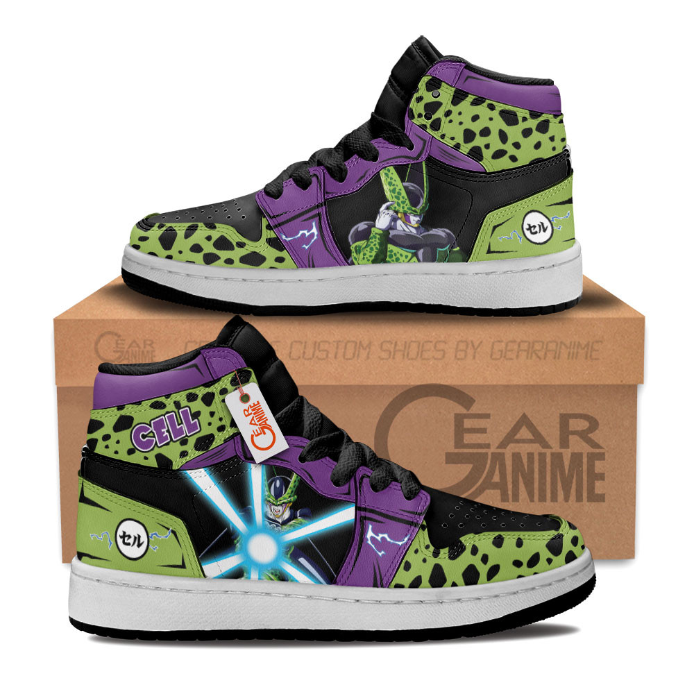 Cell Custom Anime Kids High-Top Leather Sneakers Personalized