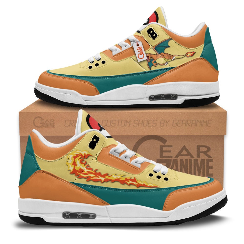Charizard Custom Anime Retro 3 Leather Sneakers