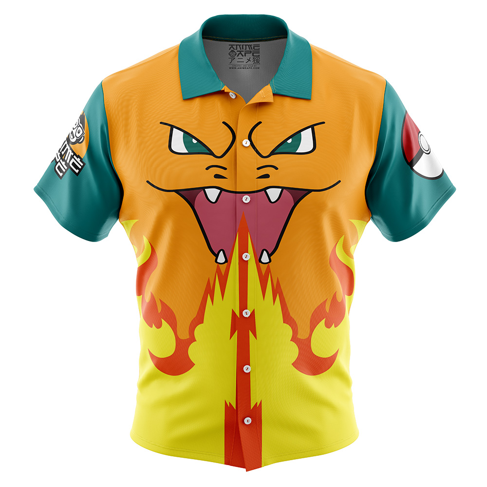 Charizard Face Pokemon Button Up  Hawaiian Shirt