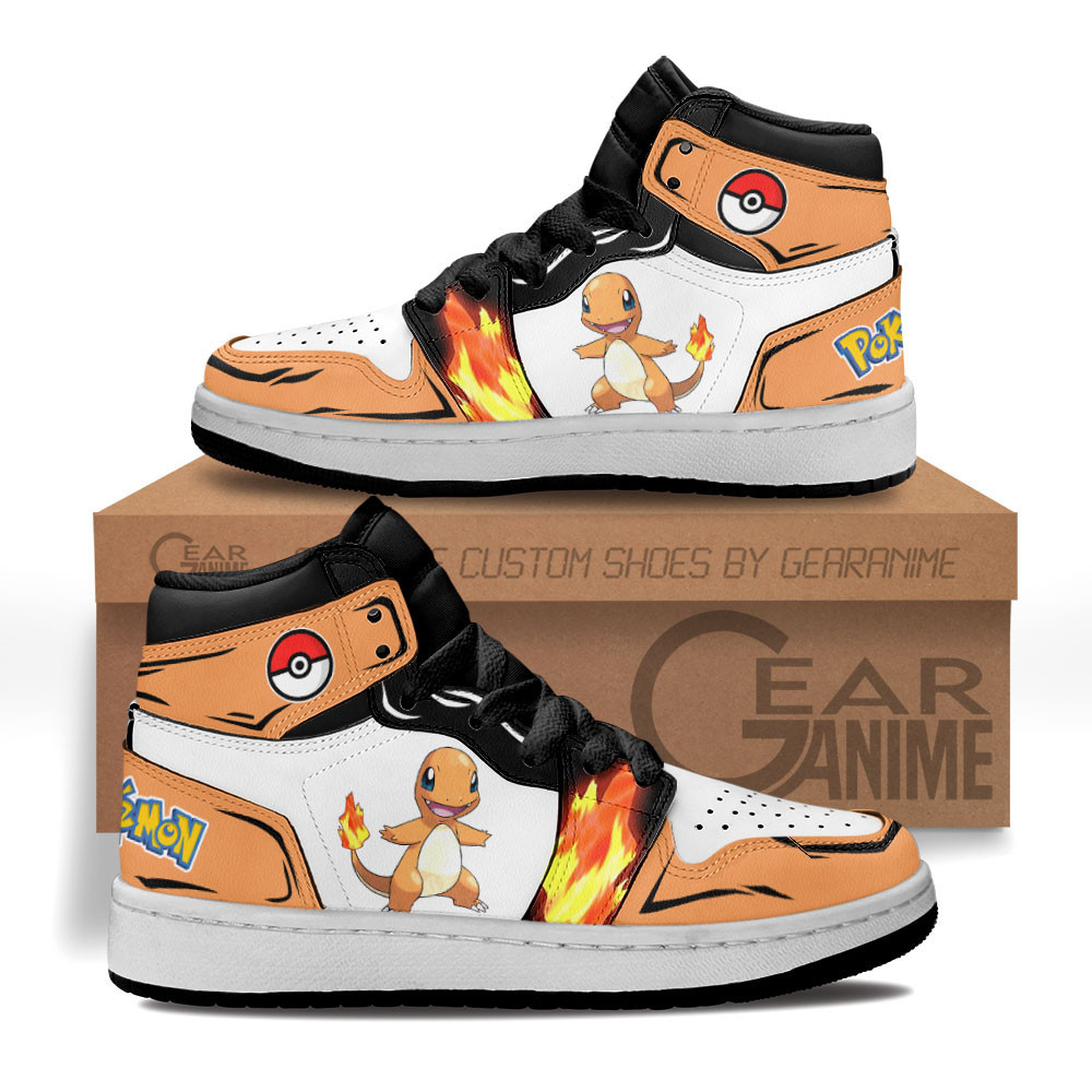 Charmander Custom Anime Kids High-Top Leather Sneakers