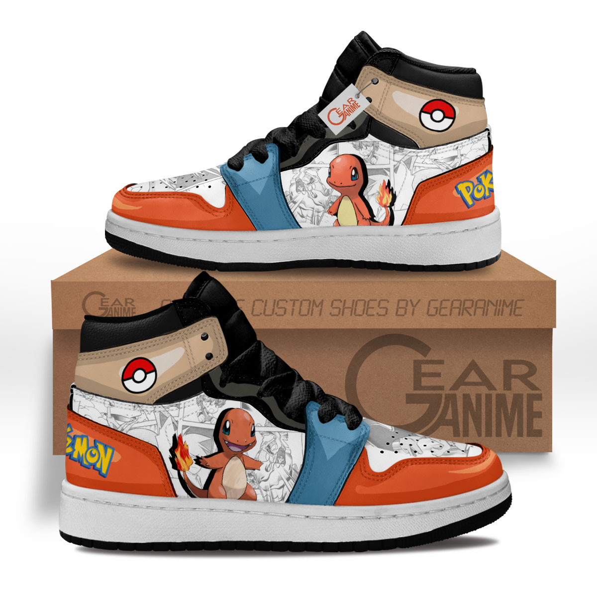 Charmander Custom Anime Kids High-Top Leather Sneakers