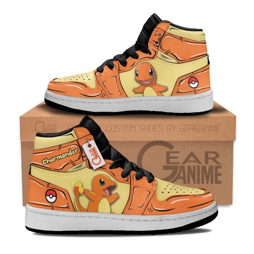 Charmander Custom Anime Kids High-Top Leather Sneakers Personalized