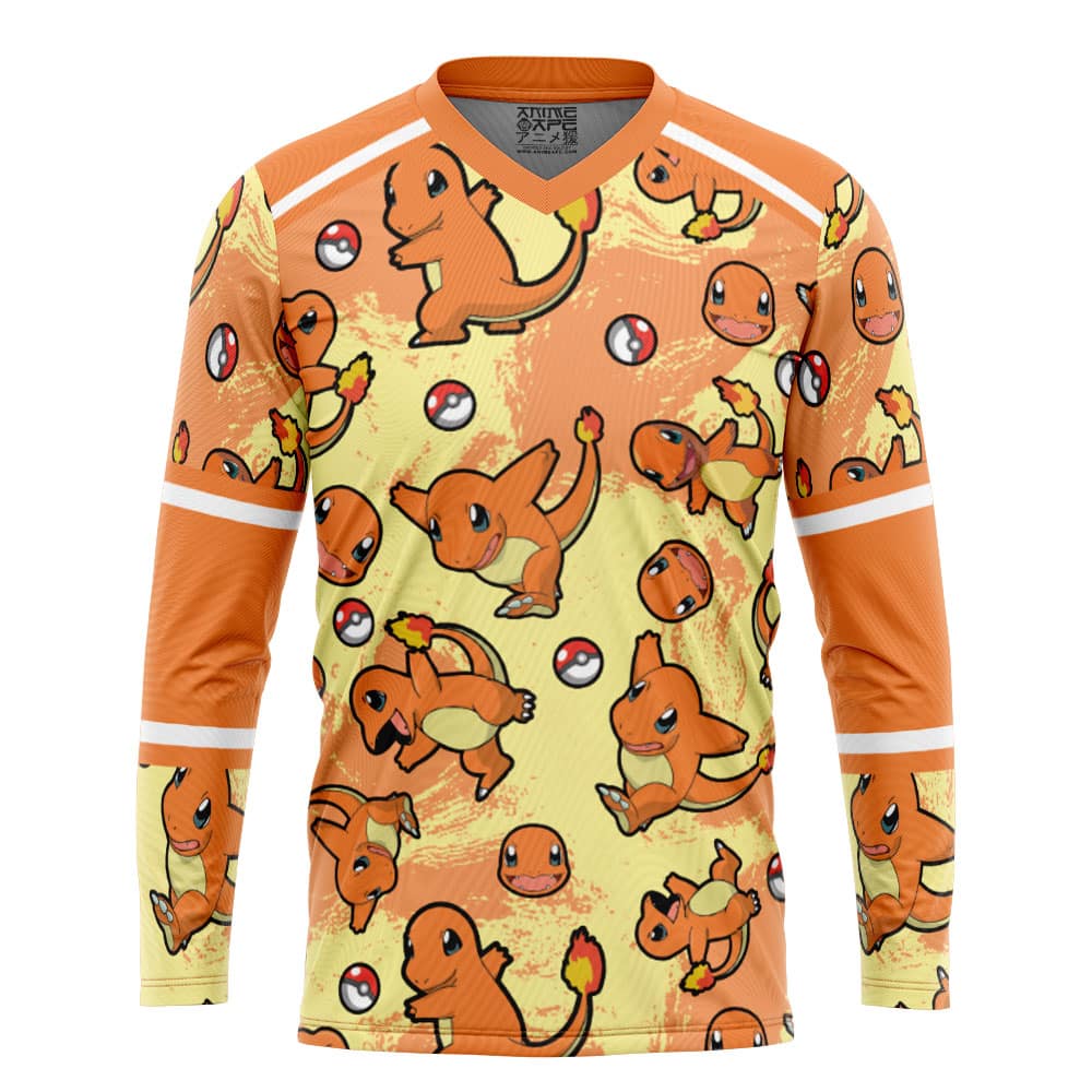 Charmander Pattern Pokemon Hockey Jersey
