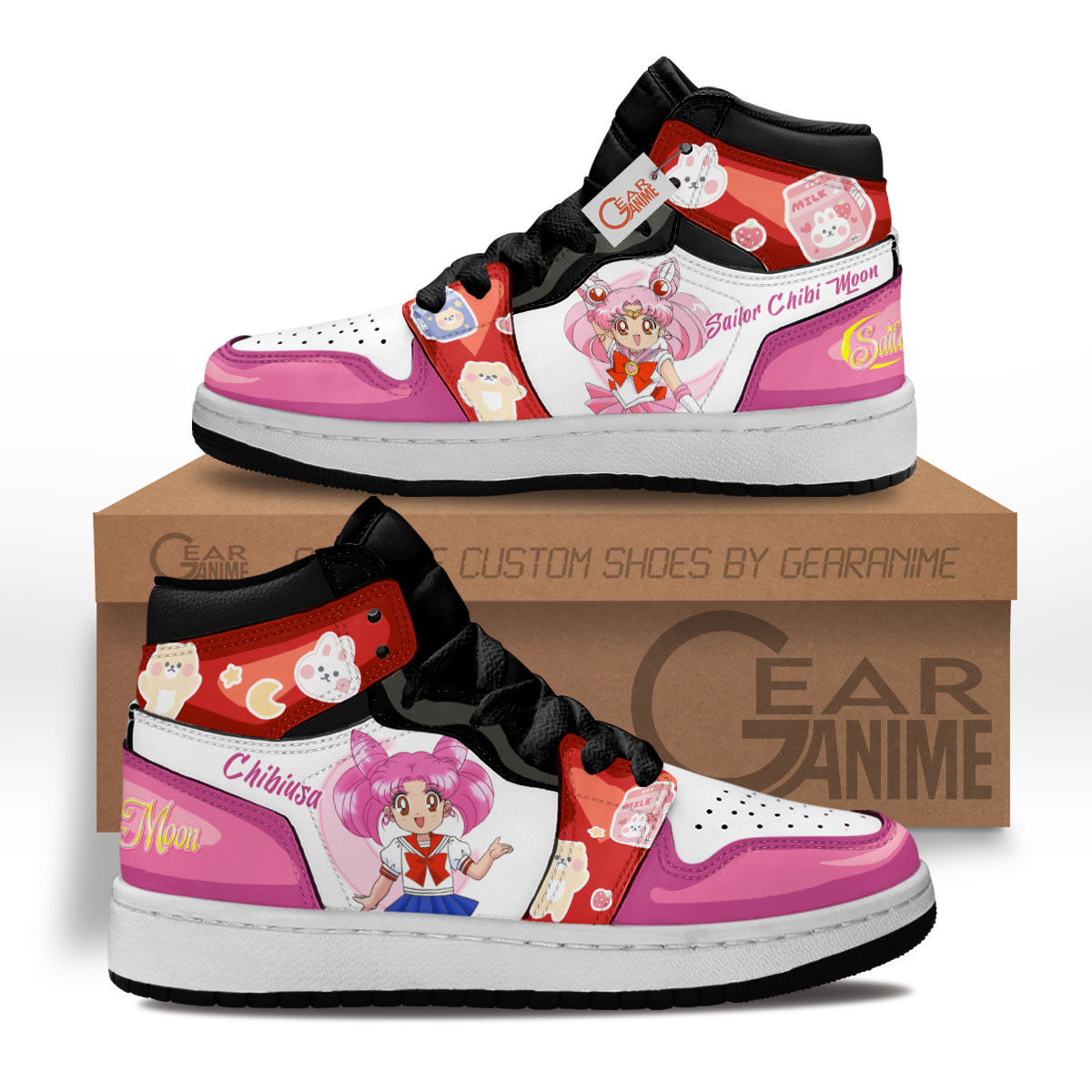 Chibiusa Custom Anime Kids High-Top Leather Sneakers