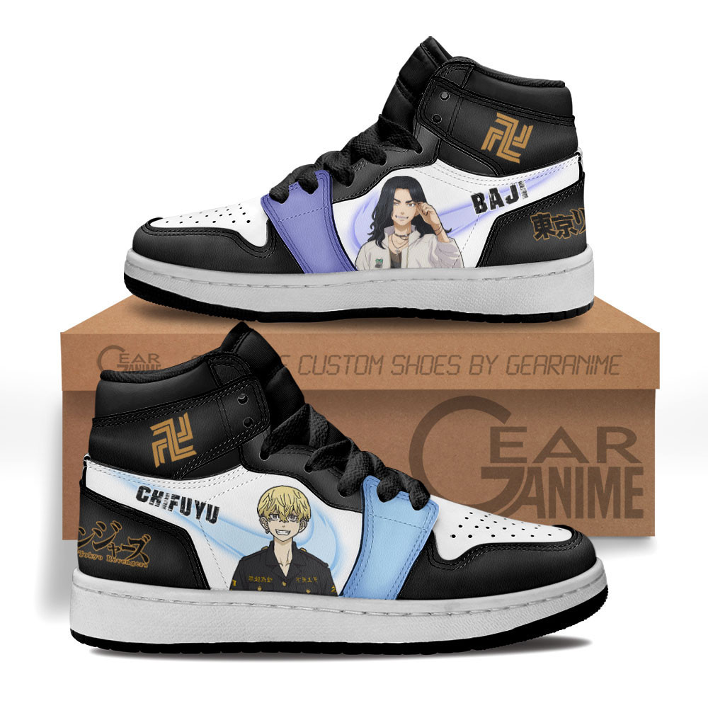 Chifuyu Matsuno and Keisuke Baji Custom Anime Kids High-Top Leather Sneakers MV2102