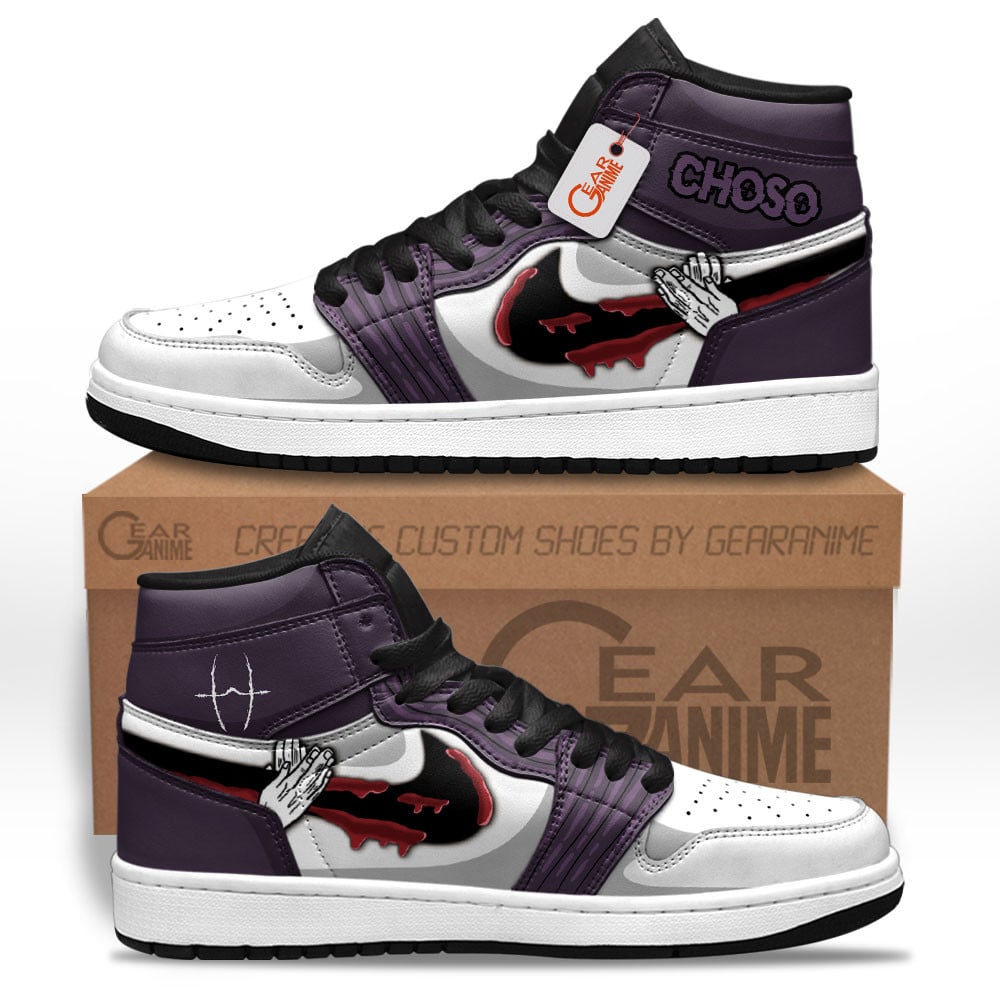 Choso's Cursed High-Top Leather Sneakers Flowing Red Scale Custom Name