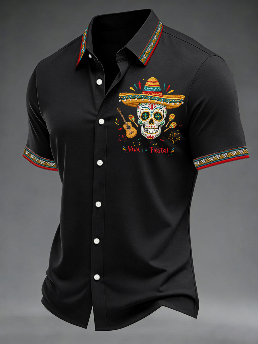Cinco De Mayo Fiesta Button Shirt Viva La Skull Clothing Gift For Latina