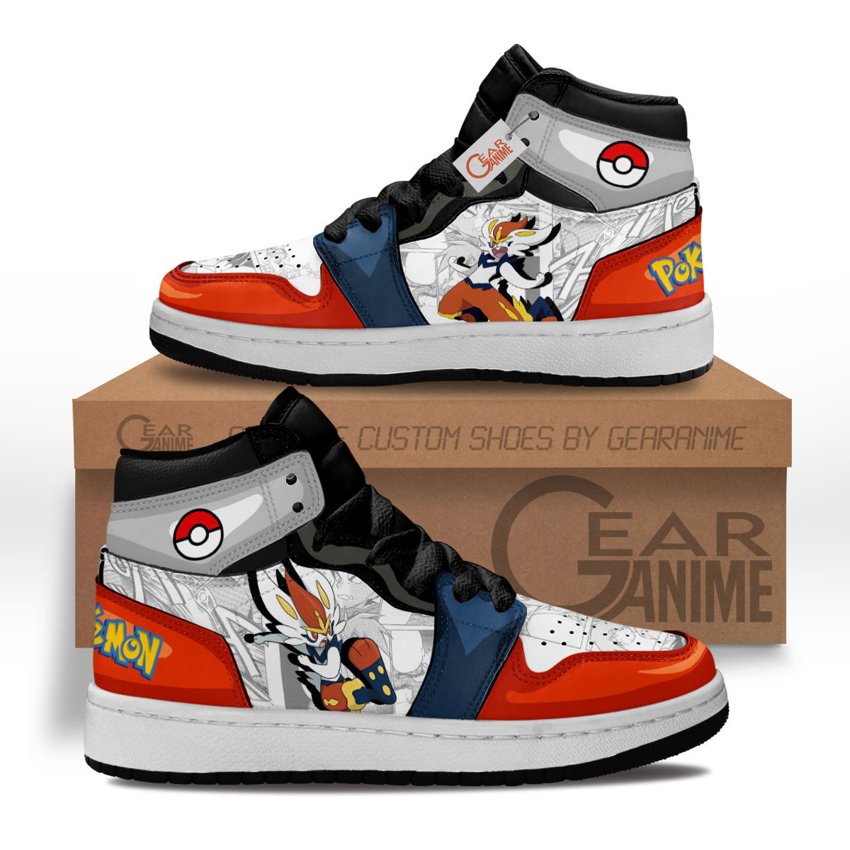 Cinderace Custom Anime Kids High-Top Leather Sneakers
