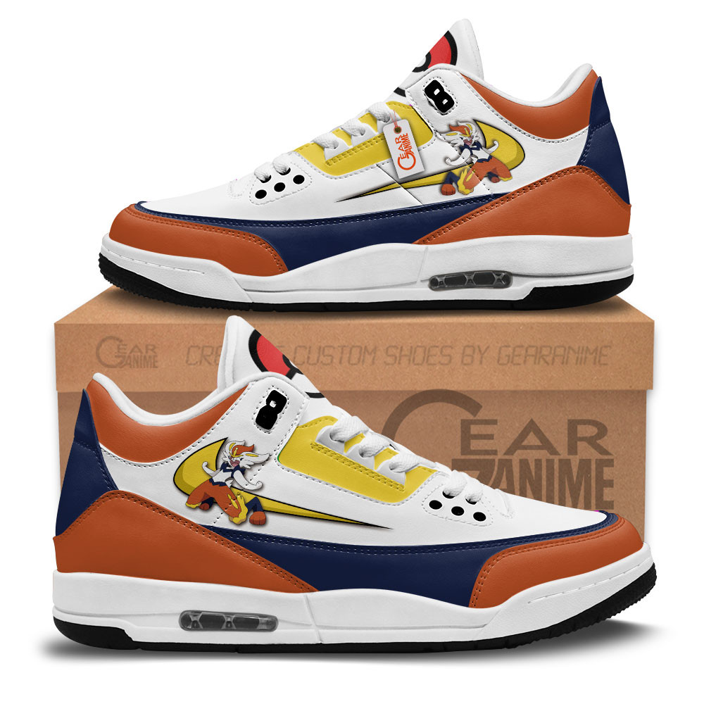Cinderace Custom Anime Retro 3 Leather Sneakers