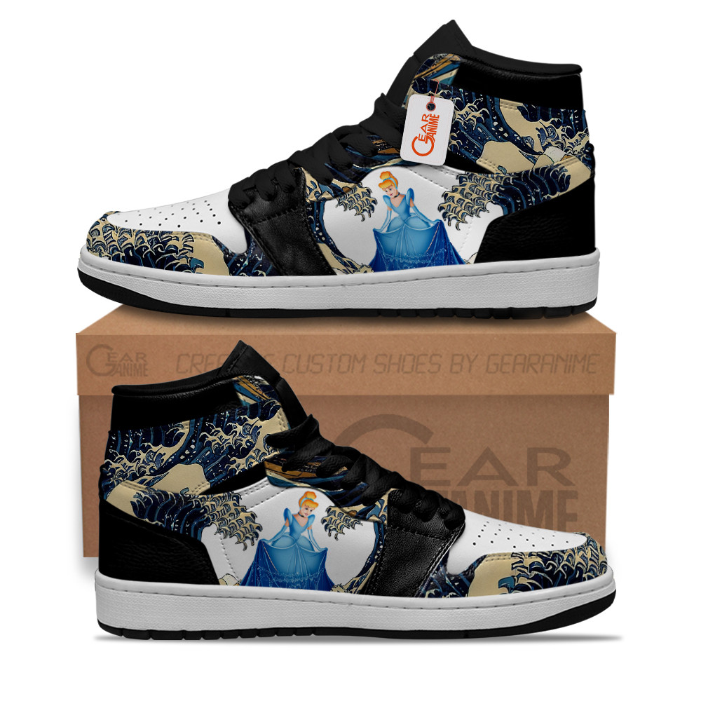 Cinderella Kanagawa Great Wave Custom Movie High-Top Leather Sneakers