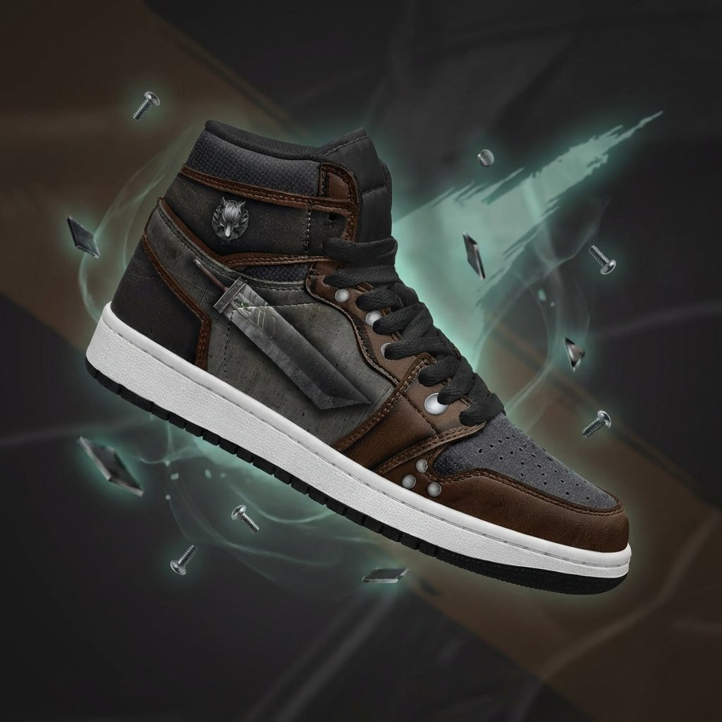 Cloud Buster Sword Custom Anime High-Top Leather Sneakers