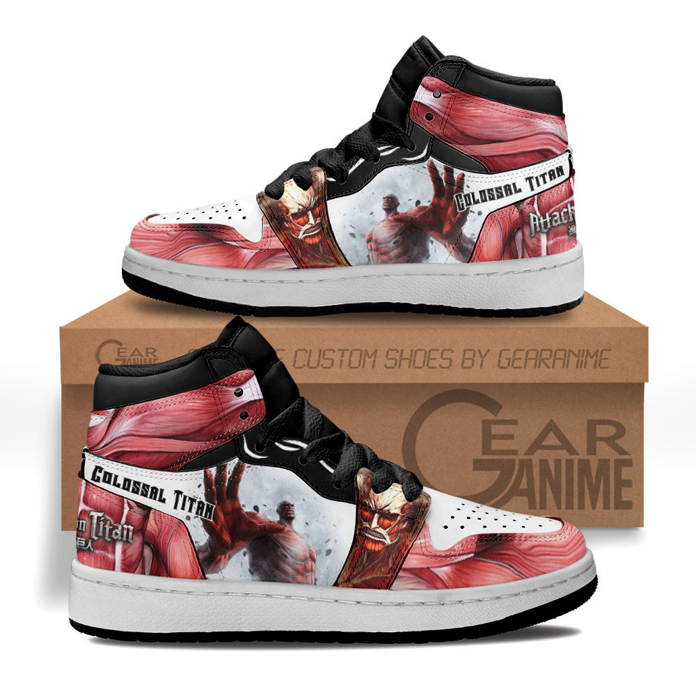 Colossal Titan Custom Anime Kids High-Top Leather Sneakers