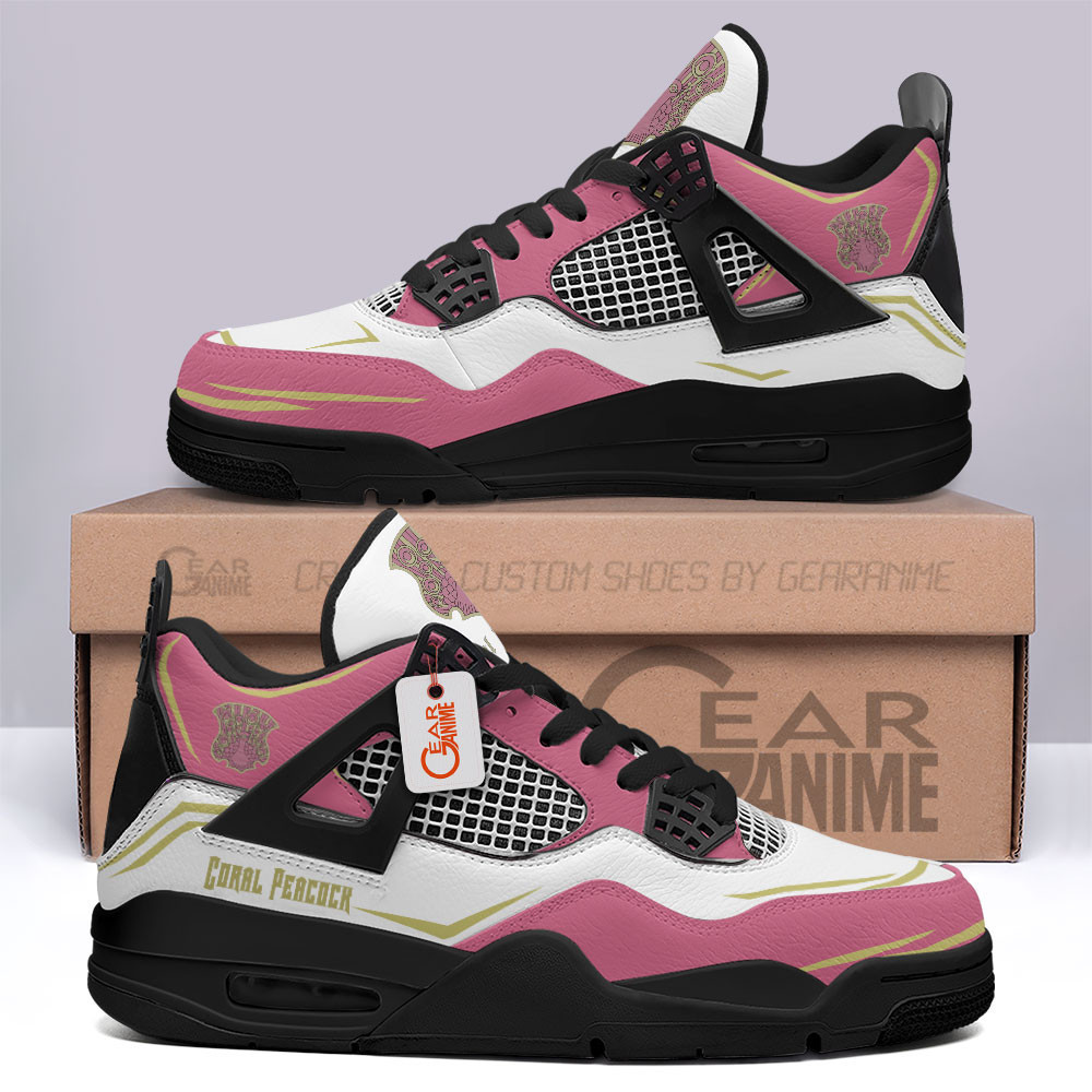 Coral Peacock Retro 4 Leather Sneakers Custom Name