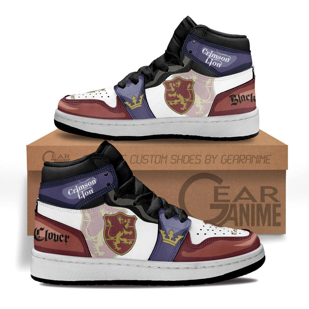 Crimson Lion Custom Anime Kids High-Top Leather Sneakers
