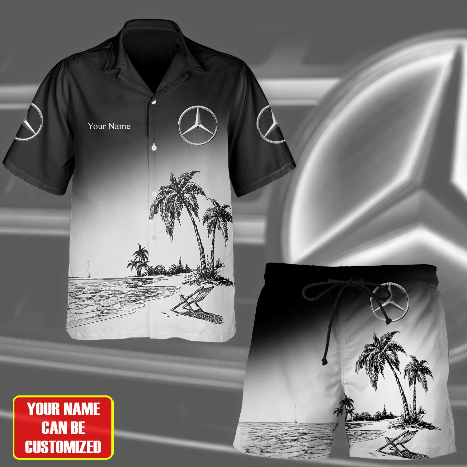 Custom Mercedes 100th Anniversary Hawaiian Shirt And Short Mercedes Apparel Good Gifts For Dads
