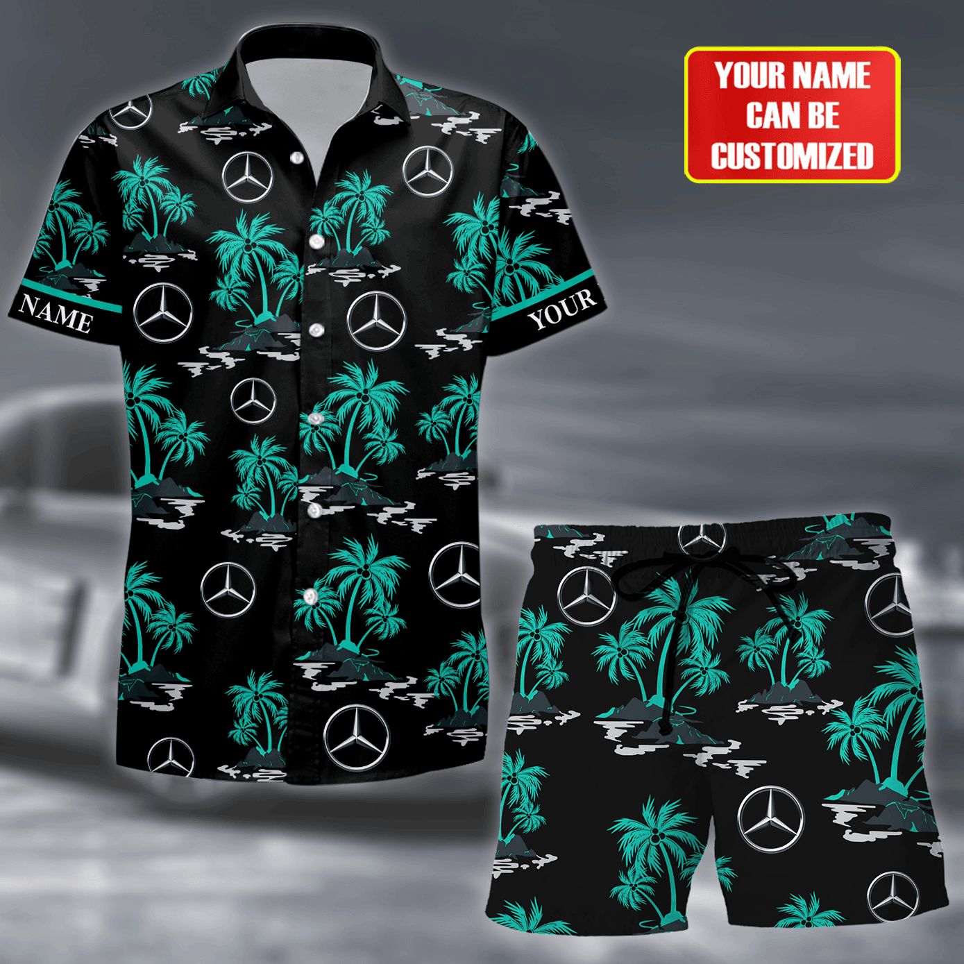 Custom Mercedes 100th Anniversary Hawaiian Shirt And Short Mercedes-Benz Logo Clothes Gift