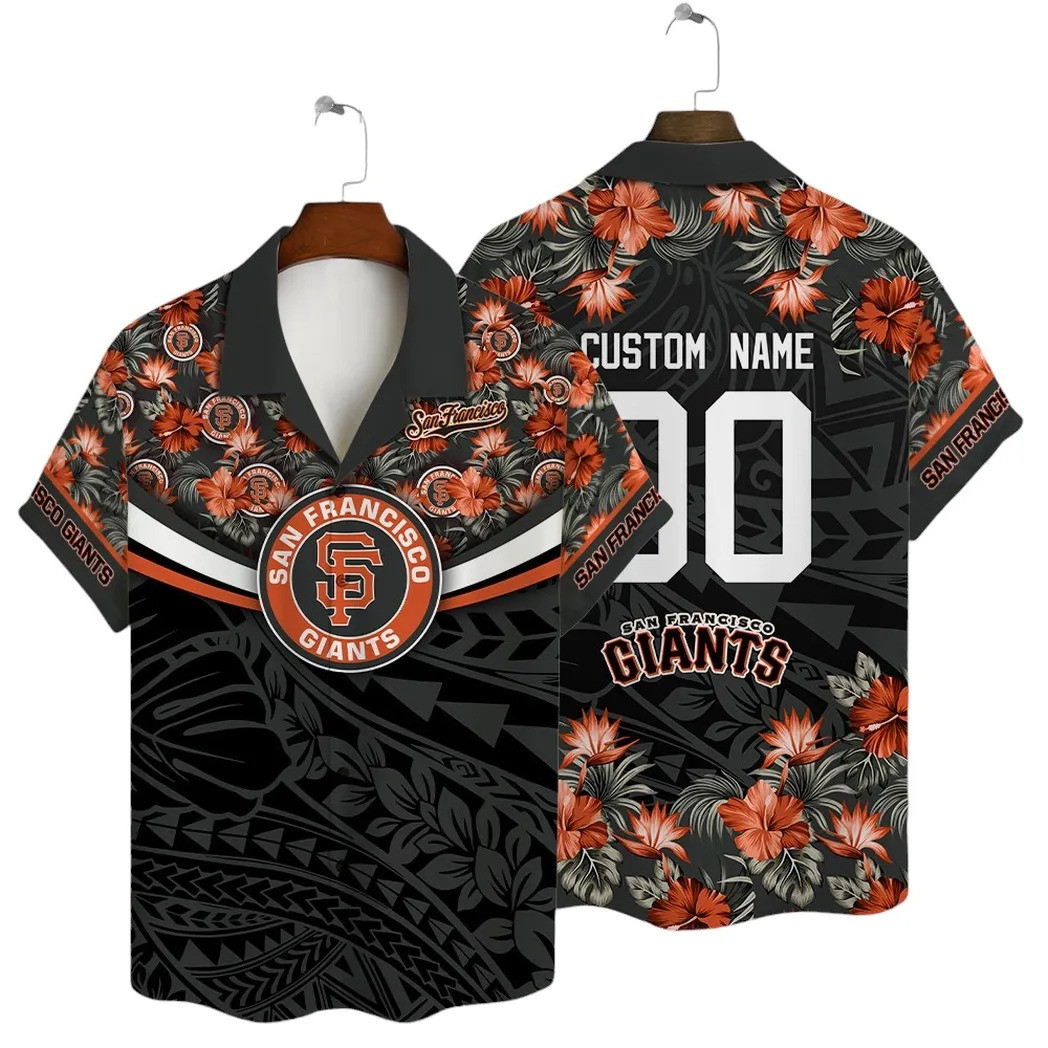 Custom San Francisco Giants Tribal Floral Hawaiian Shirt Game Day Apparel Gift For Game Day