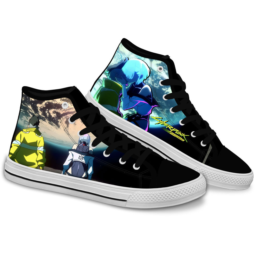 Cyberpunk David Martinez and Lucy Custom Anime High-Top Canvas Shoes NTT061