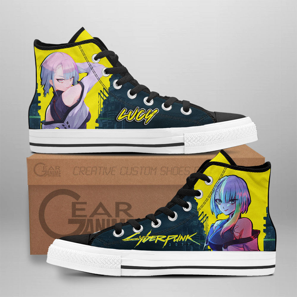 Cyberpunk Edgerunners Lucy Custom Anime High-Top Canvas Shoes