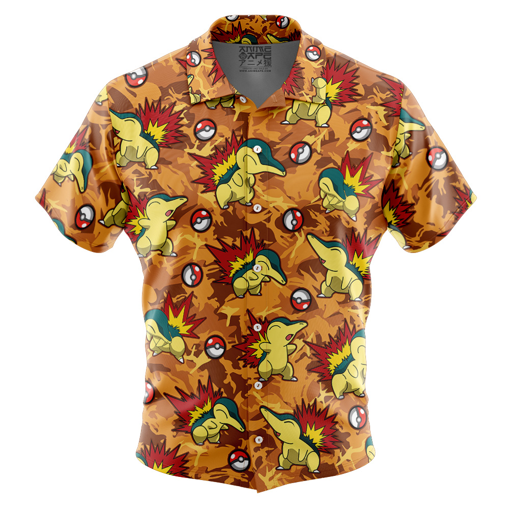 Cyndaquil Pokemon Button Up Hawaiian Shirt