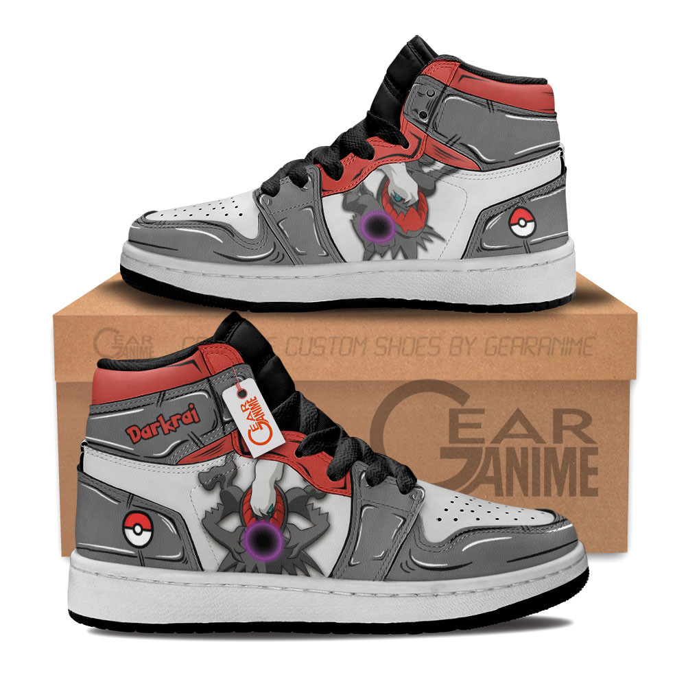 Darkrai Custom Anime Kids High-Top Leather Sneakers Personalized