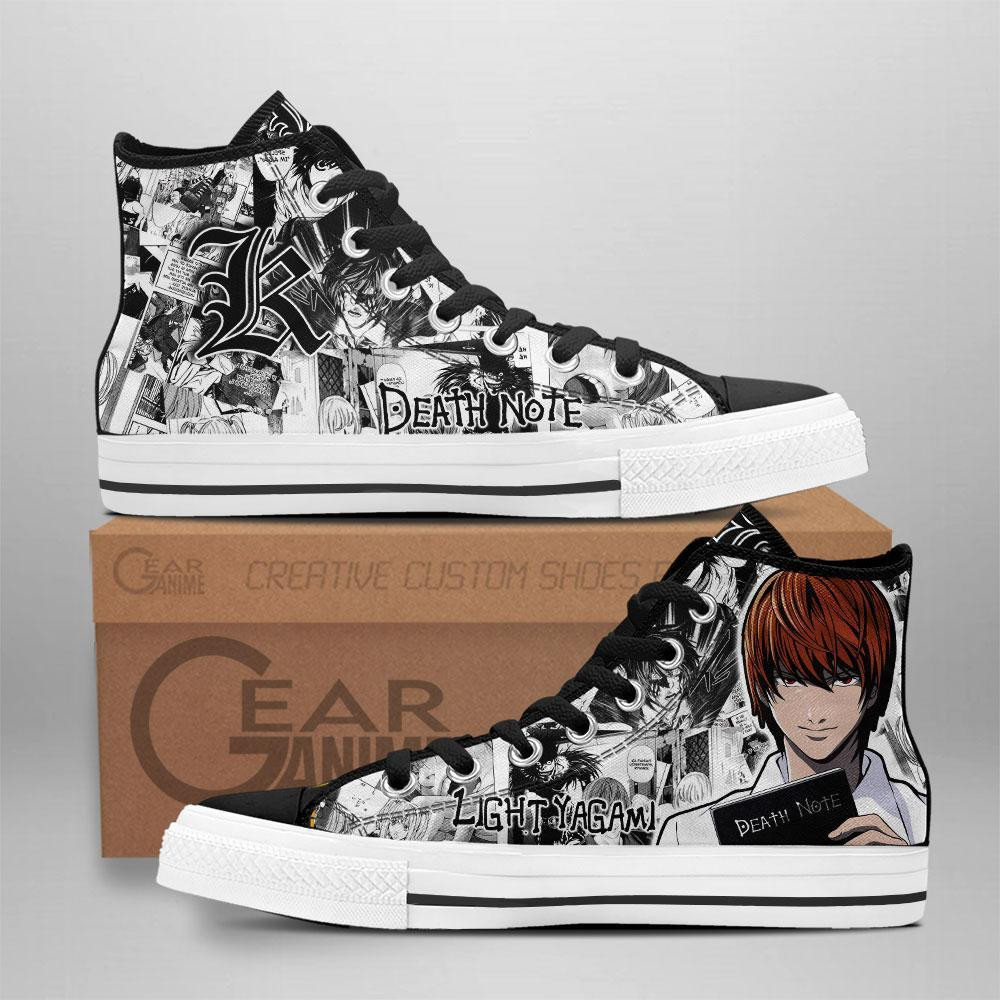 Death Note Kira Light Yagami Custom Anime High-Top Canvas Shoes NTT141