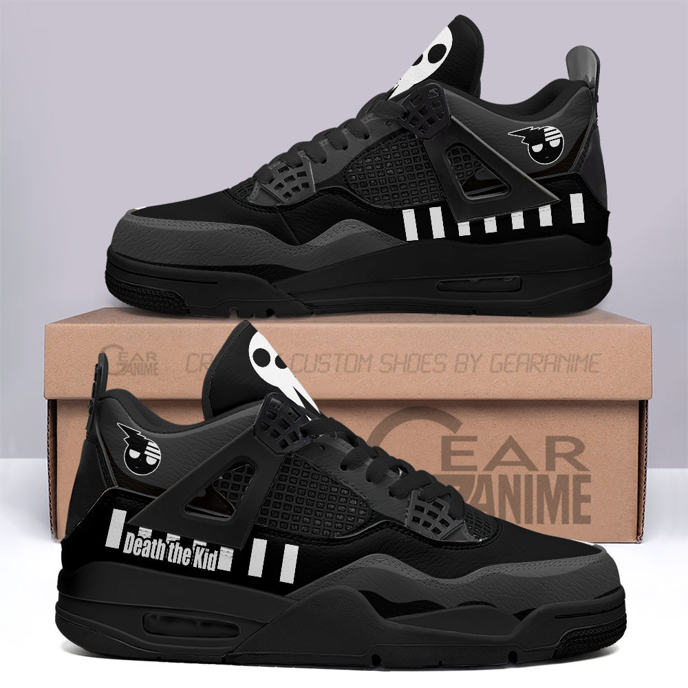 Death the Kid Retro 4 Leather Sneakers Custom Name