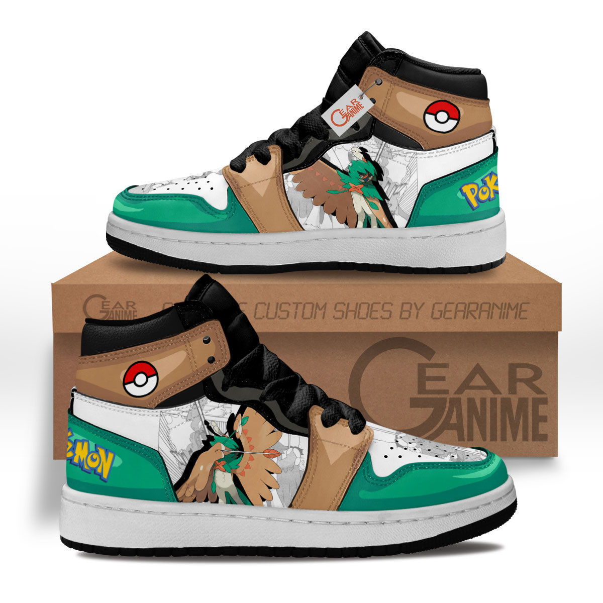 Decidueye Custom Anime Kids High-Top Leather Sneakers
