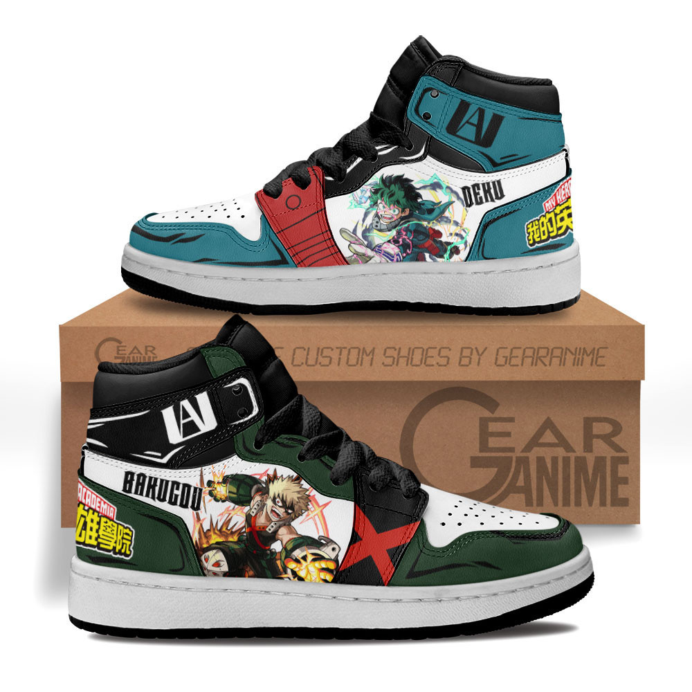 Deku and Katsuki Custom Anime Kids High-Top Leather Sneakers