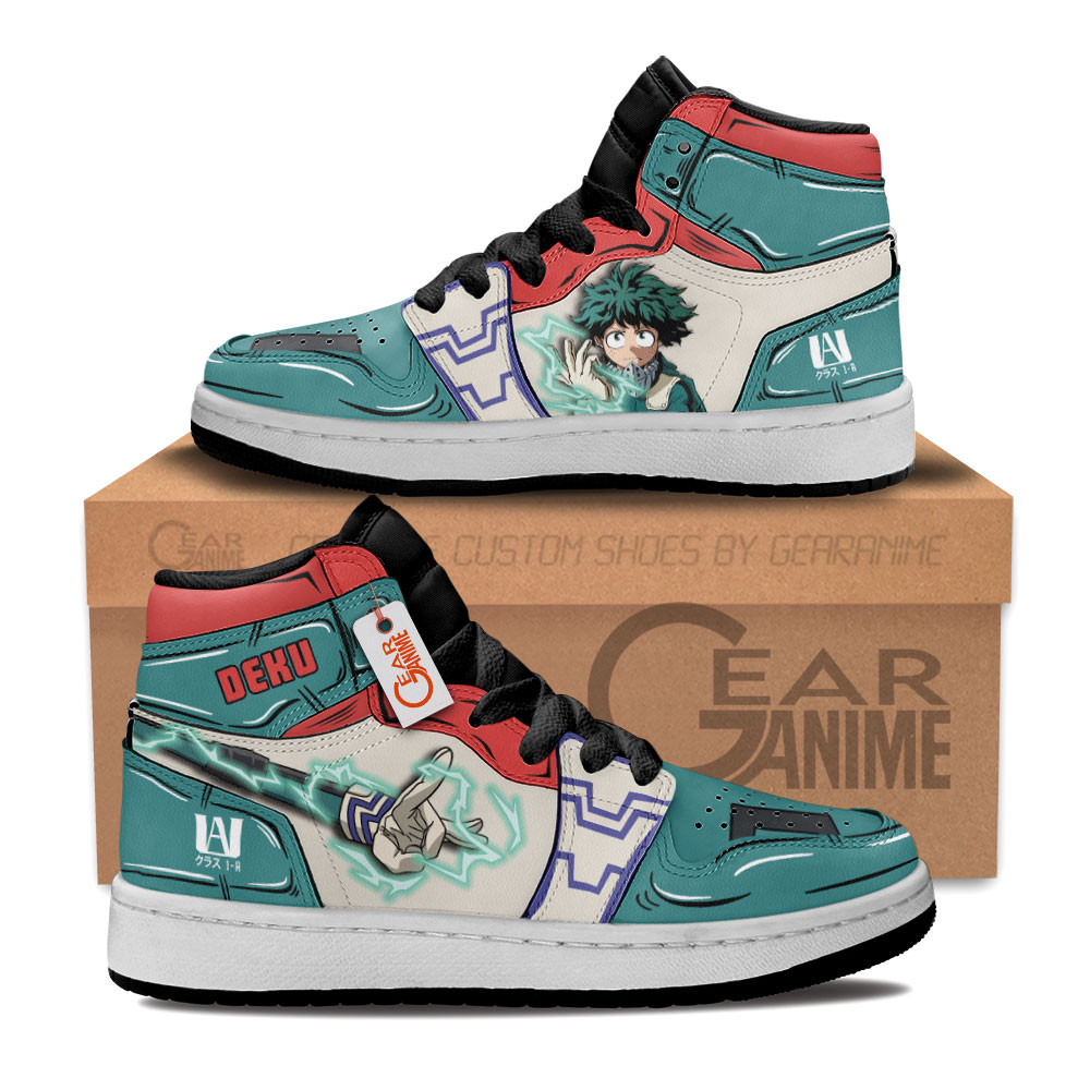 Deku Custom Anime Kids High-Top Leather Sneakers Personalized