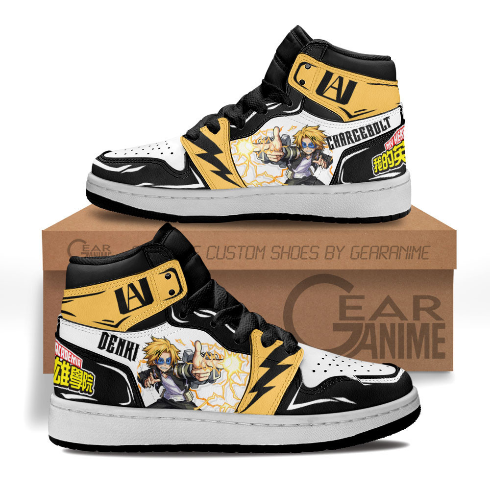 Denki Kaminari Custom Anime Kids High-Top Leather Sneakers
