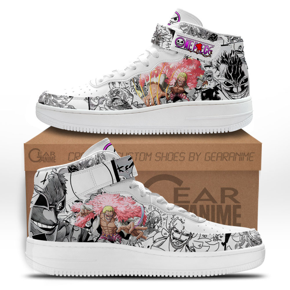 Doflamingo Custom Anime Mid-Top Leather Sneakers