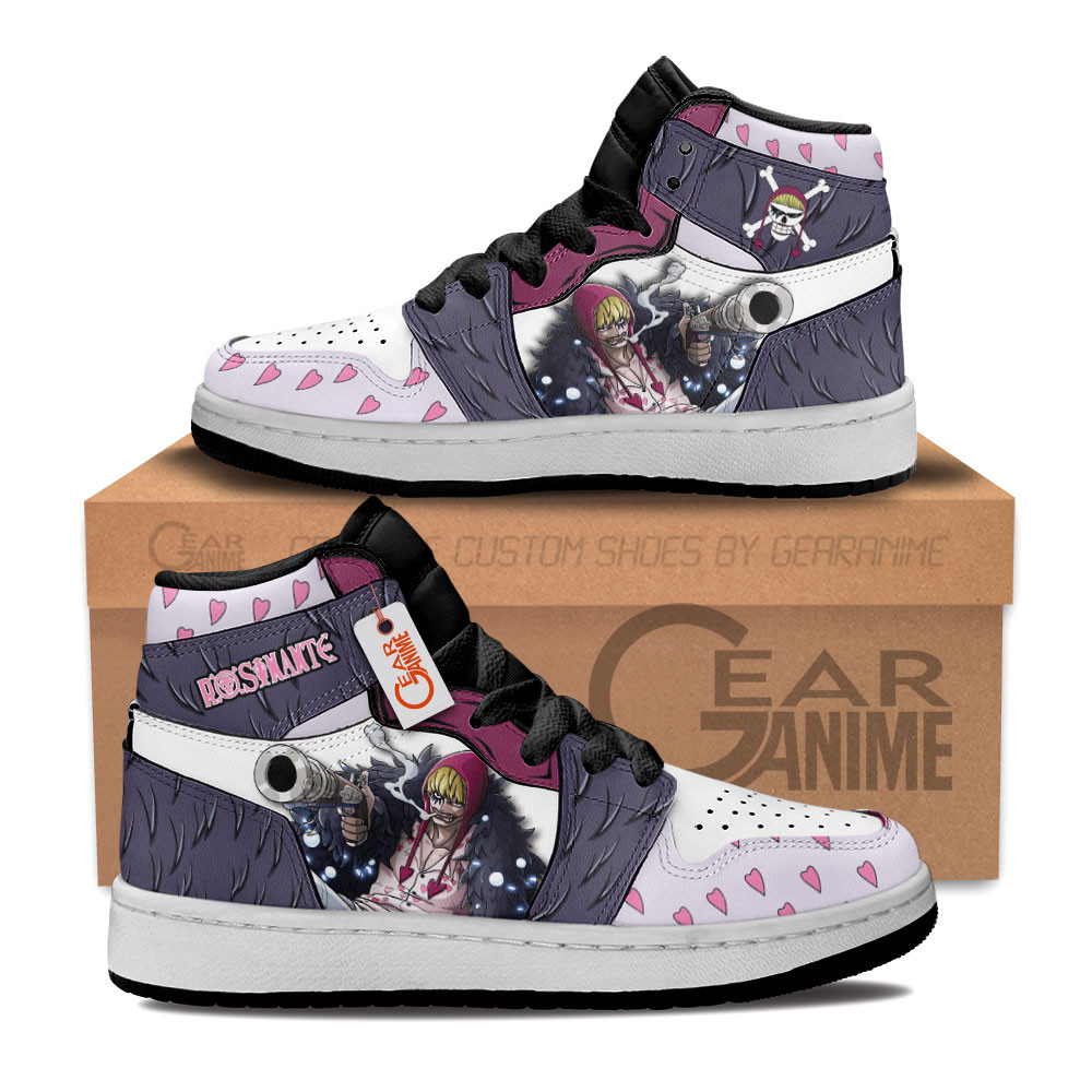 Donquixote Rosinante Corazon Custom Anime Kids High-Top Leather Sneakers Custom Name