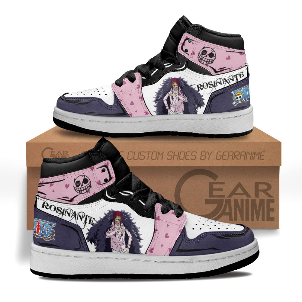 Donquixote Rosinante Custom Anime Kids High-Top Leather Sneakers
