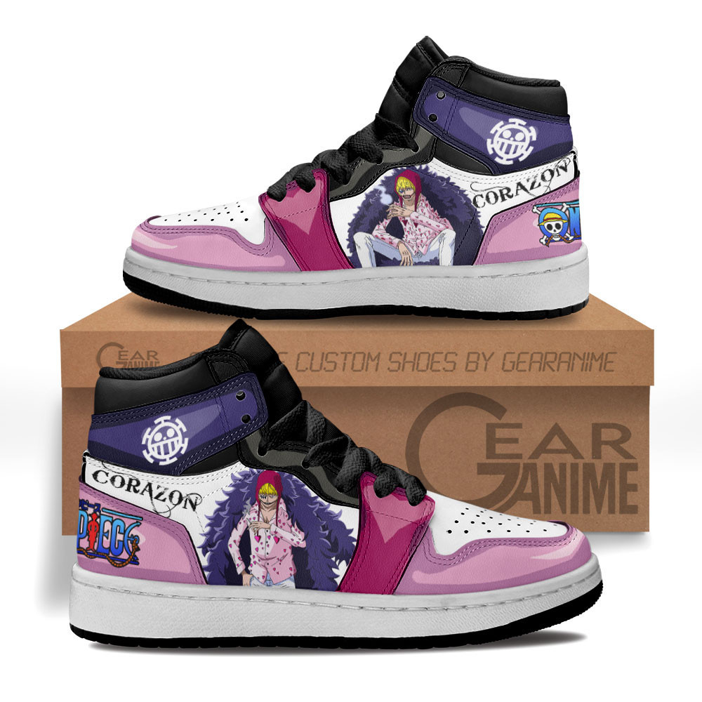 Donquixote Rosinante Custom Anime Kids High-Top Leather Sneakers