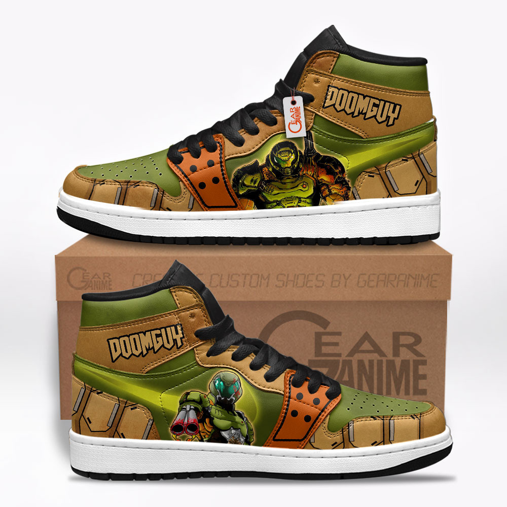 Doomguy Custom Gaming High-Top Leather Sneakers Doom Slayer Edition