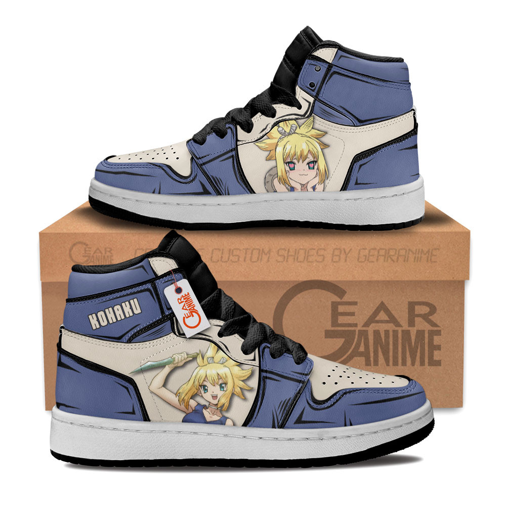 Dr. Stone Kohaku Custom Anime Kids High-Top Leather Sneakers Personalized