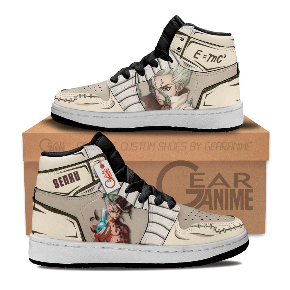 Dr. Stone Senku Ishigami Custom Anime Kids High-Top Leather Sneakers Personalized