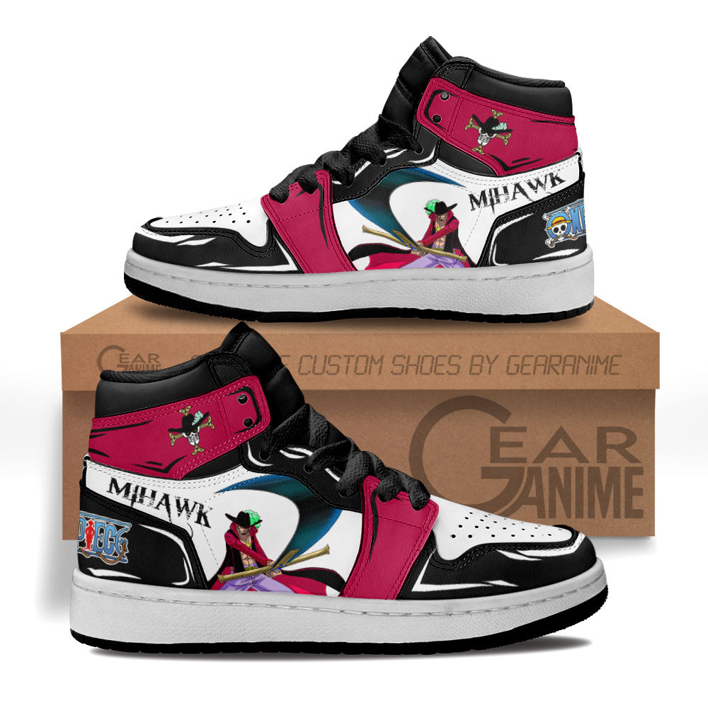 Dracule Mihawk Custom Anime Kids High-Top Leather Sneakers